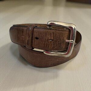 Vintage Resistol RI20130GN Bull Calf Leather Belt Solid Brass Buckle Brown 38